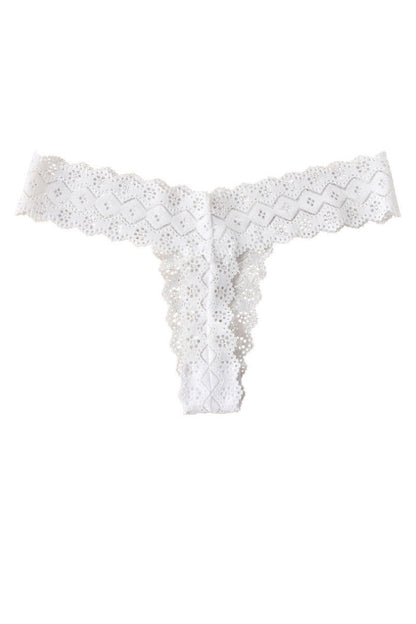White lace thong on a white background