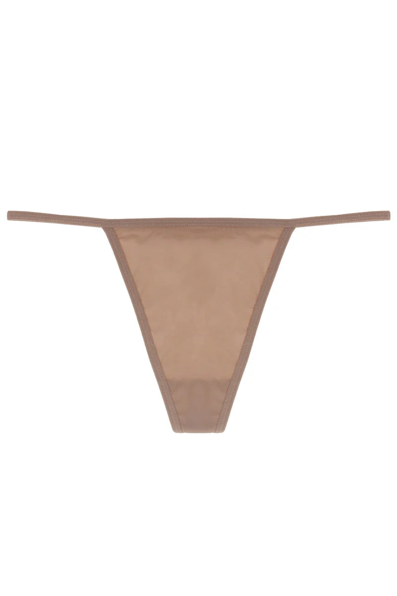 Beige thong on a white background