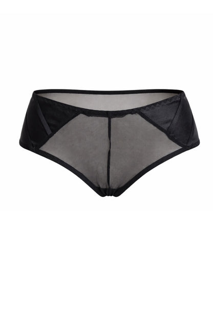 Black mesh underwear on a white background