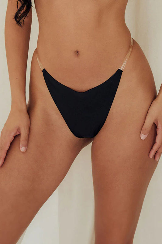 Side Clear Band Microfiber Spandex Thong #90073