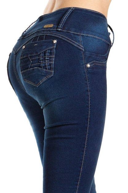 Valeria Mid Rise Push Up Skinny Jeans