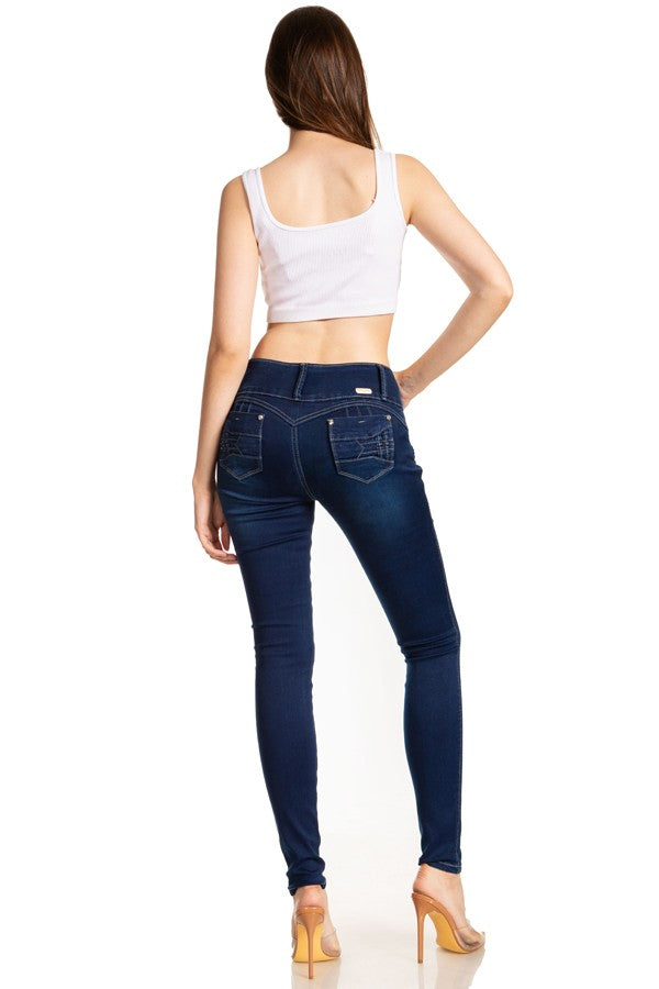 Valeria Mid Rise Push Up Skinny Jeans