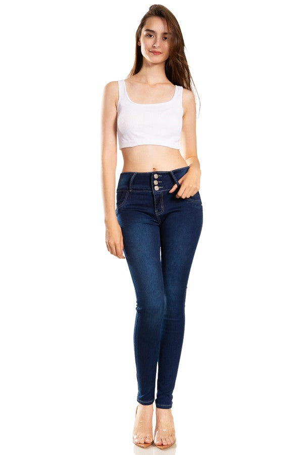 Valeria Mid Rise Push Up Skinny Jeans