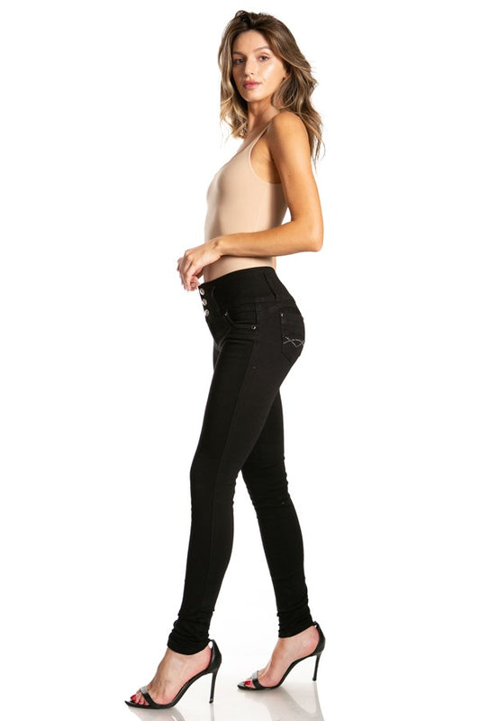 Lila Studded Mid Rise Push Up Jeans