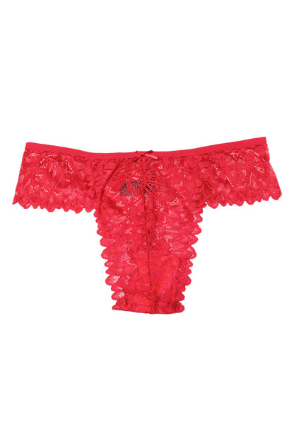 Red lace panty on a white background