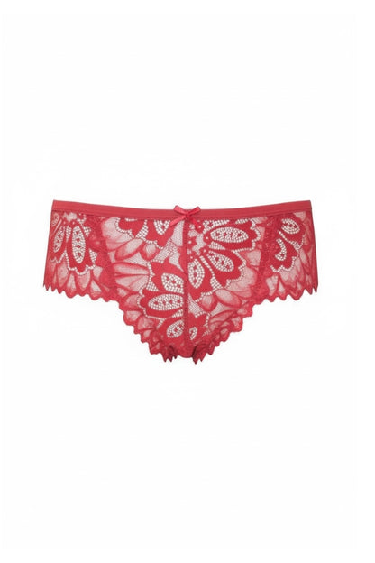 Red lace underwear on a white background