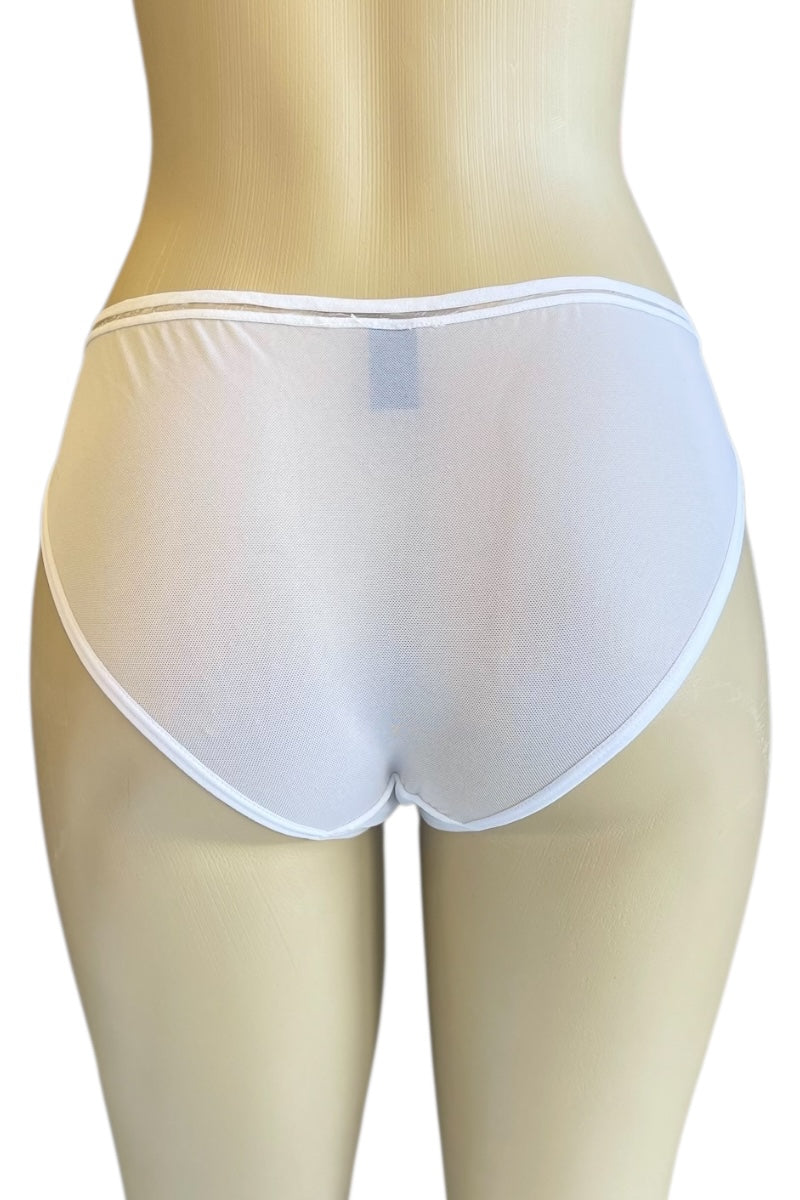 White underwear on a mannequin with a plain background