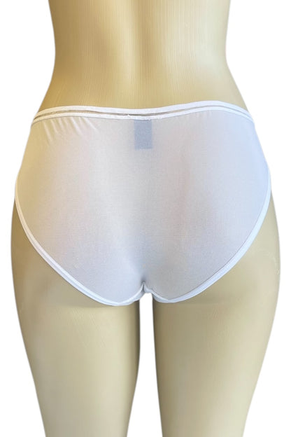White underwear on a mannequin with a plain background