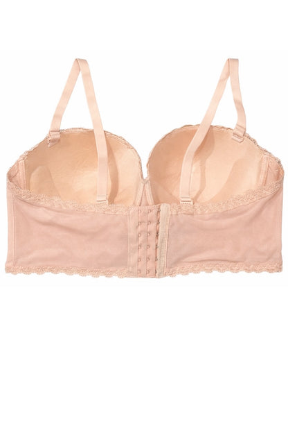 Nude blush-colored bra on a white background