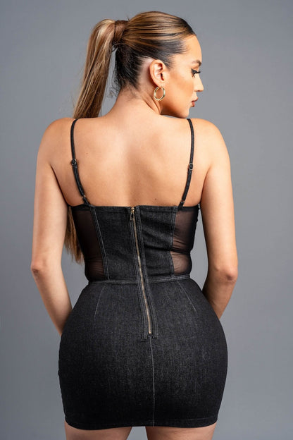 Stretch Washed Denim Mini Dress