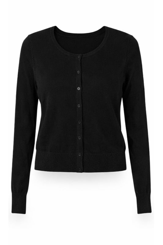 Black cardigan on a white background