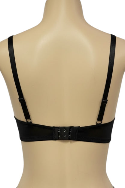 Black bra on a mannequin with a white background
