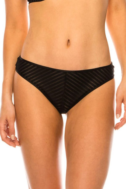 Striped Mesh Thong