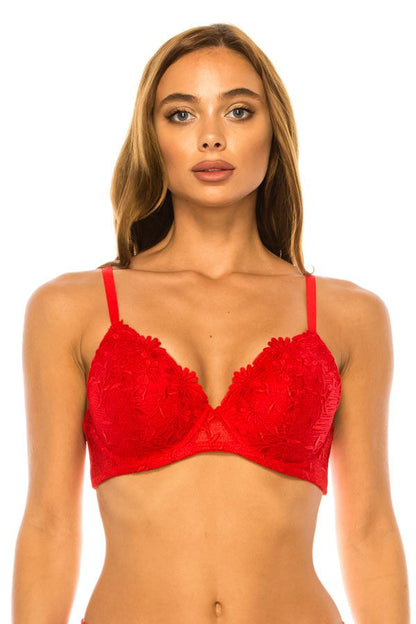 Floral Embroidered Lace Bra #78311