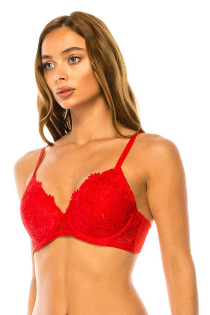 Floral Embroidered Lace Bra #78311