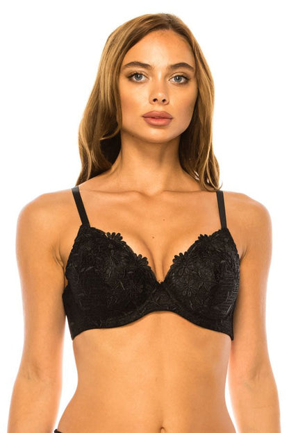 Floral Embroidered Lace Bra #78311