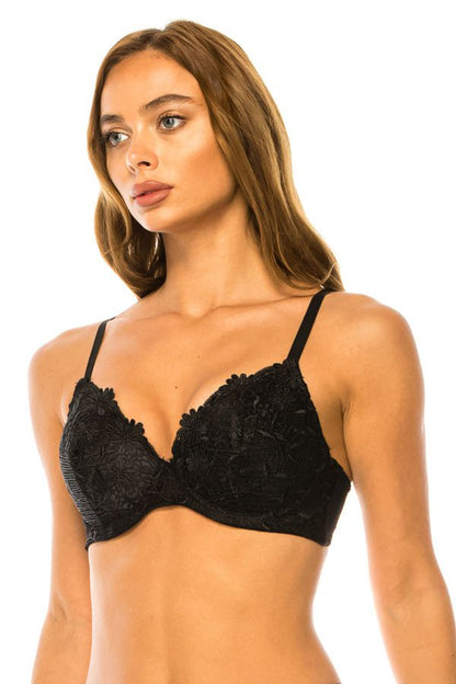Floral Embroidered Lace Bra #78311