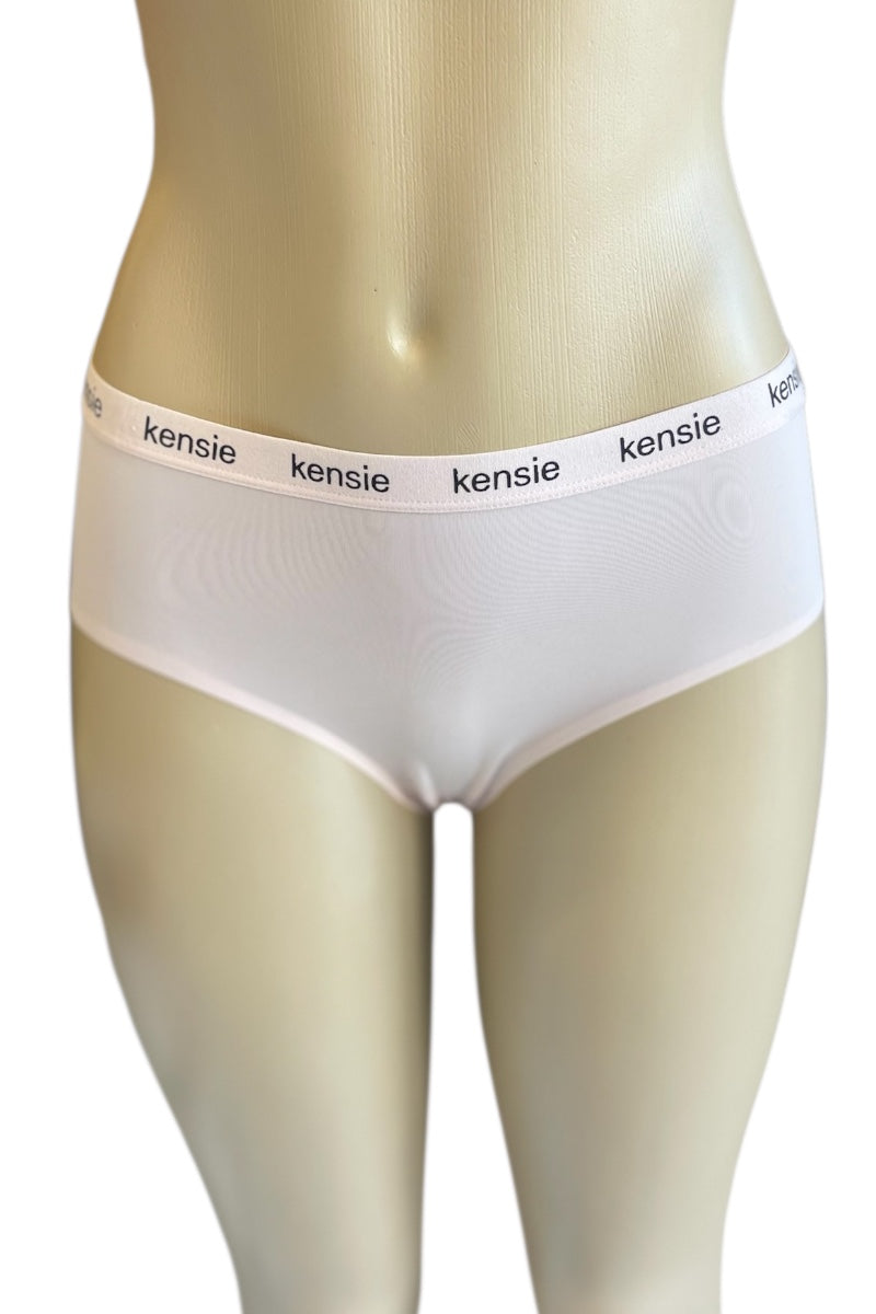pink underwear with 'kensie' branding on a mannequin against a white background