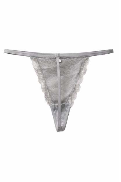 Gray lace thong on a white background