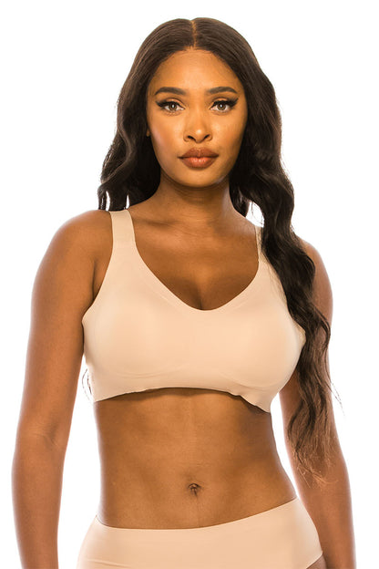 Laser Cut Padded Bralette - Beige