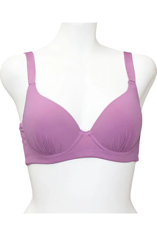 Purple bra on a mannequin against a white background
