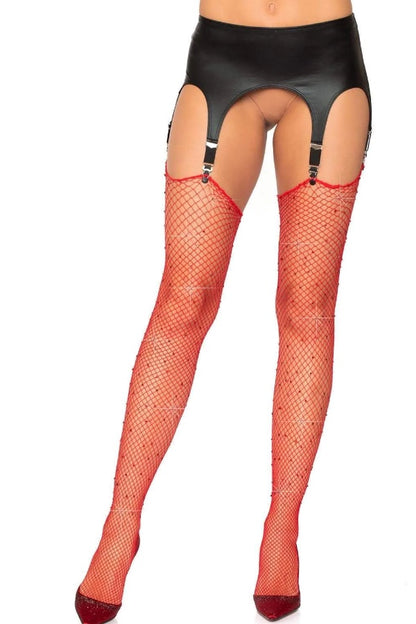 Brielle Rhinestone Fishnet Stockings