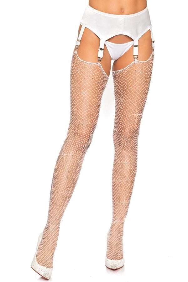 Brielle Rhinestone Fishnet Stockings