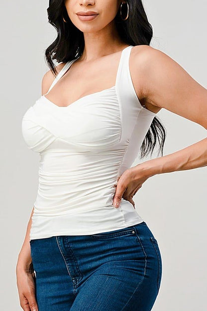 Sweetheart Ruched Top - White