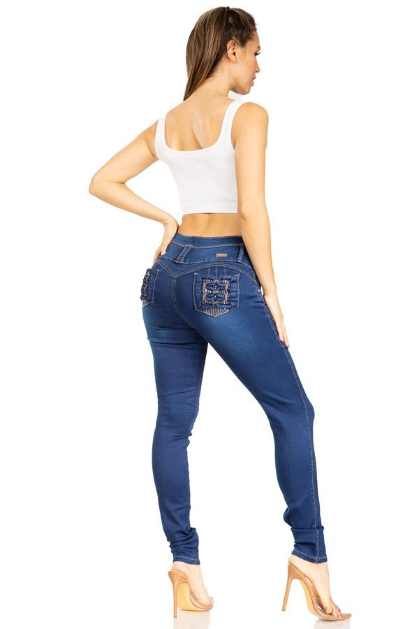 High Waist Sequin Push Up Jeans