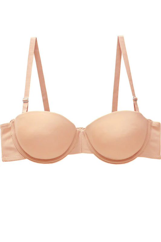 Beige bra on a white background