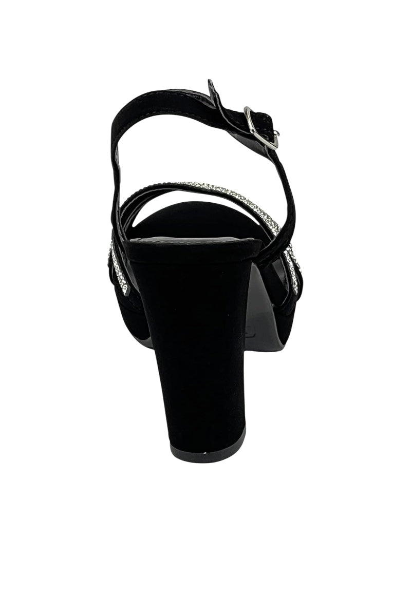 Ankle Strap Open Toe Platform Rhinestone High Heeled Pumps
