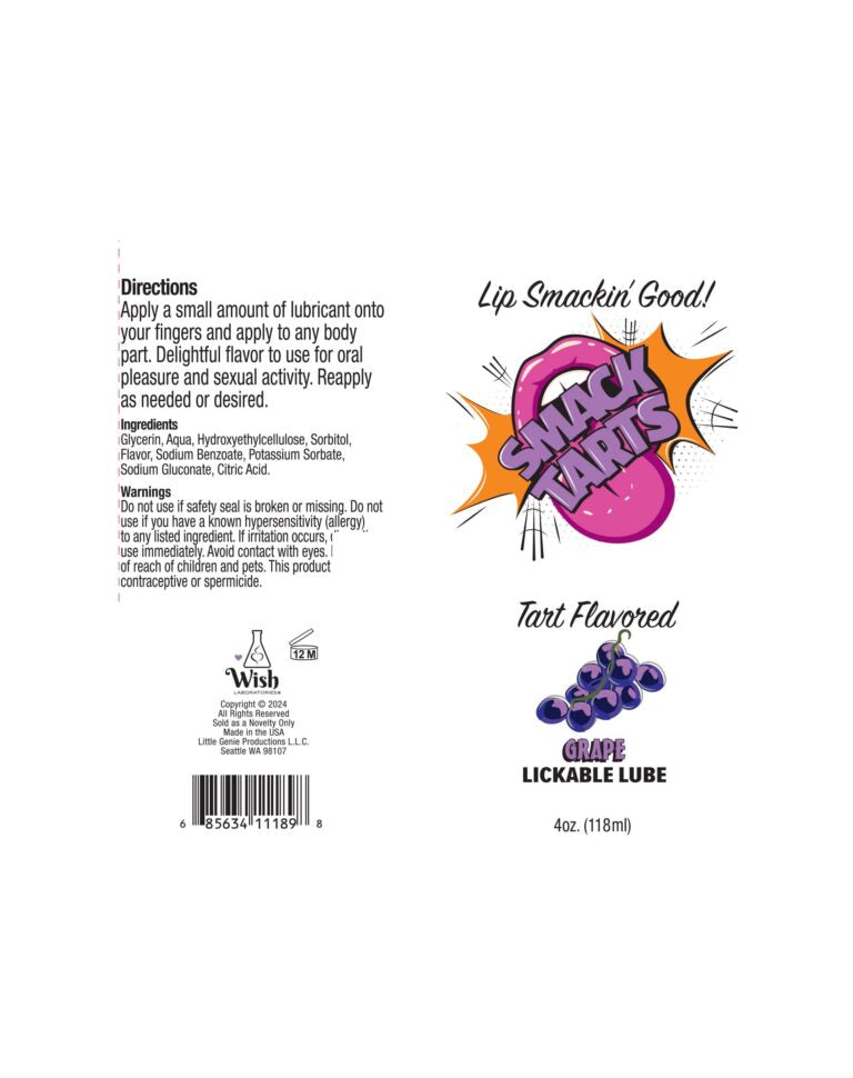 Smack Tarts Lickable Flavored Lubricant | Tart Flavored  | Water Based - 