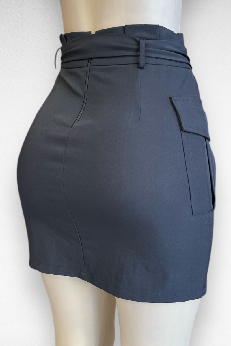 Belted Cargo Mini Skirt