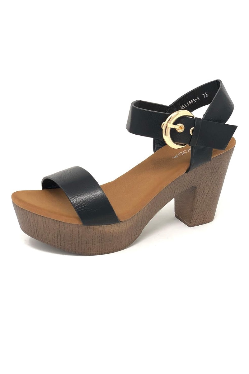 Bold Buckles Ankle Strap Wedge Heels