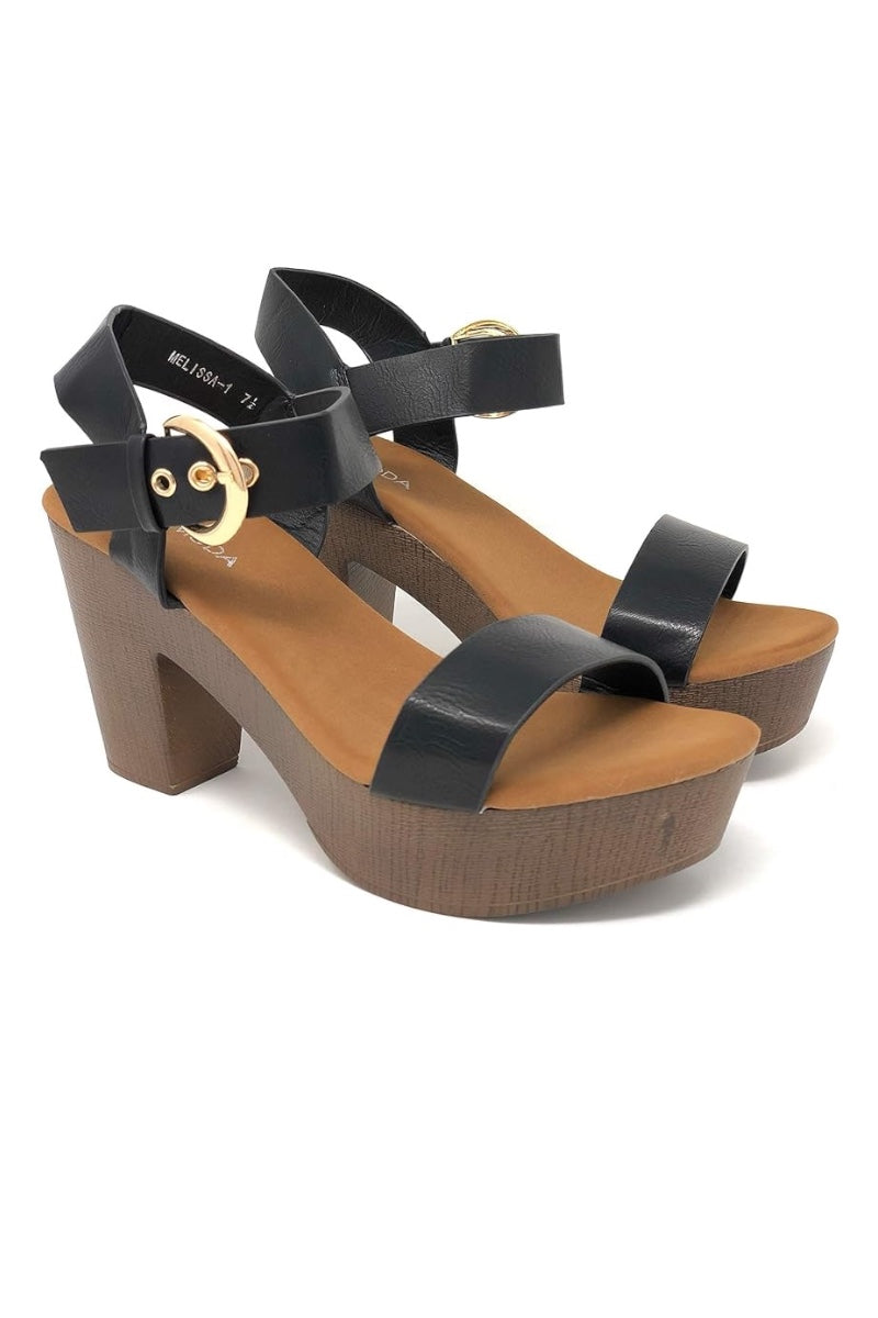 Bold Buckles Ankle Strap Wedge Heels