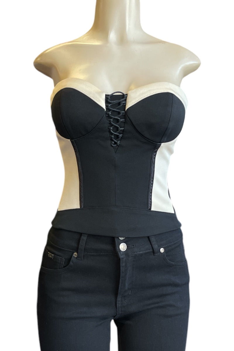 Boning Bustier Color Block Strapless Top