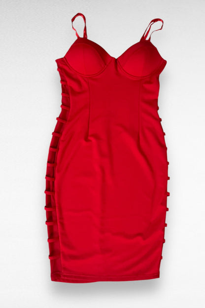 Bustier Ladder Side Bodycon Midi Dress