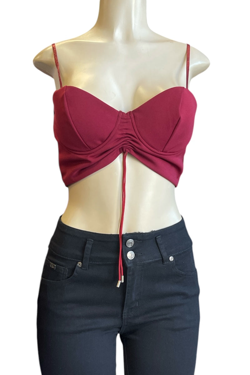 Bustier Micro Crop Top - Burgundy
