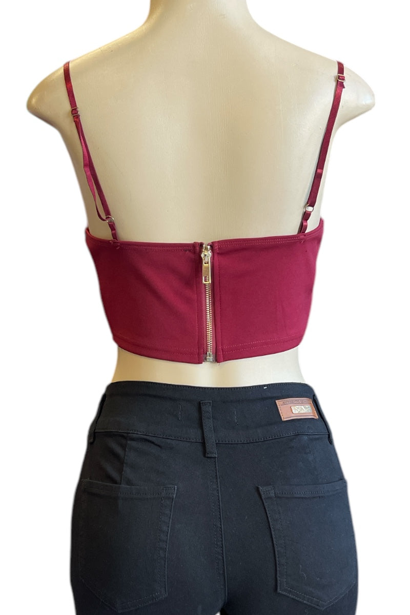 Bustier Micro Crop Top - Burgundy