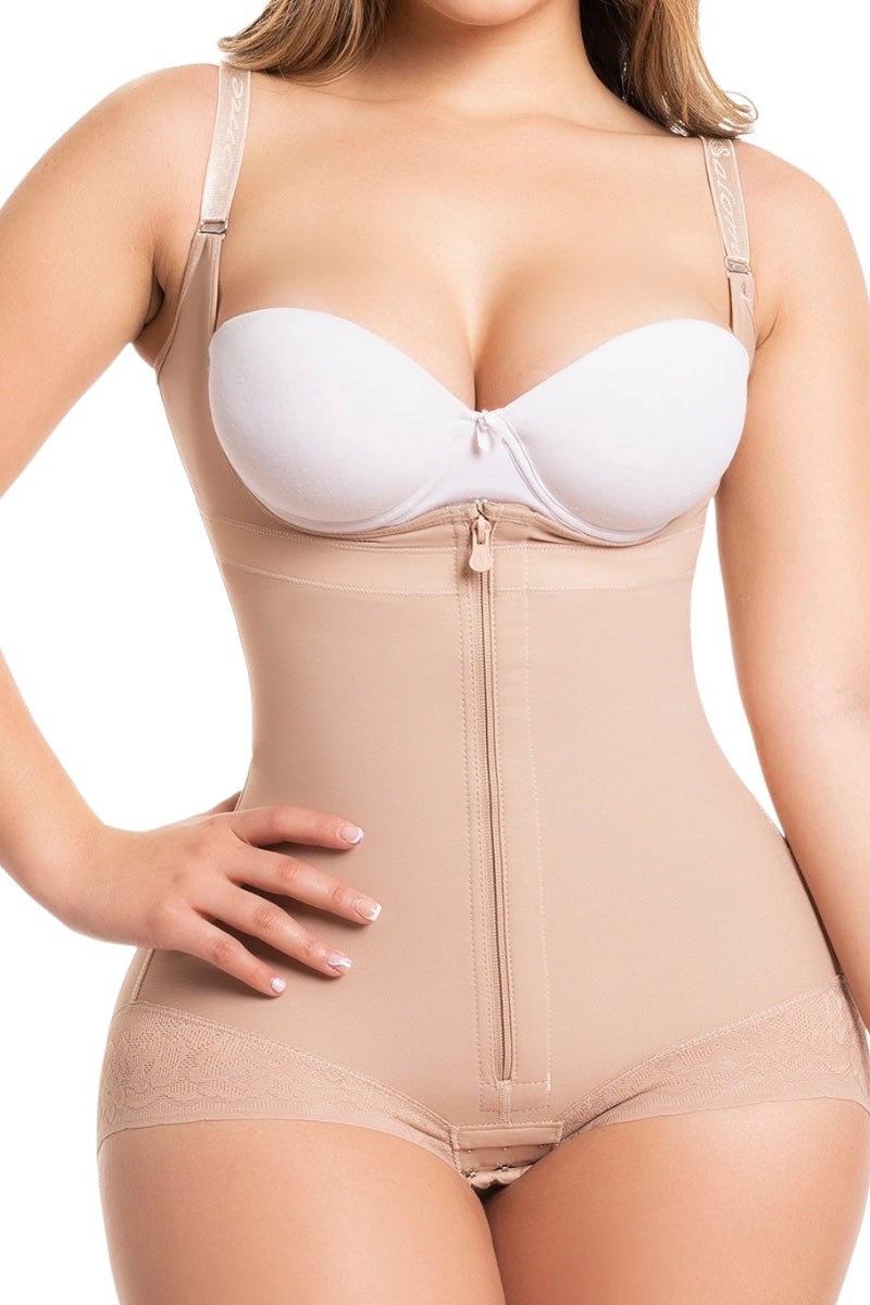Butt Lifter Tummy Control Shapewear | Open Bust Hiphugger Bodysuit - Beige