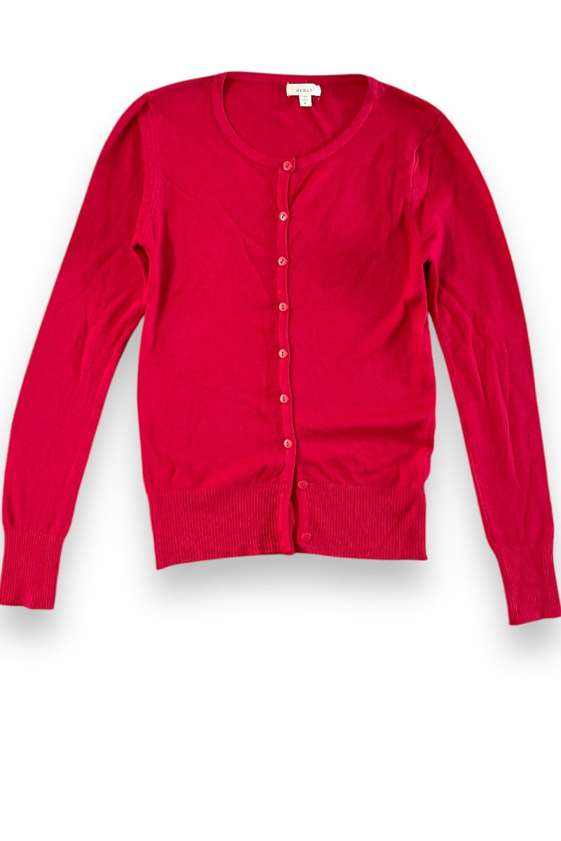 Buttoned Up Cardigan - red