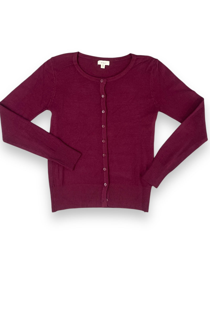 Buttoned Up Cardigan - Burgundy