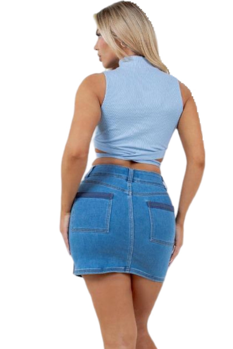 Cargo Denim Skirt