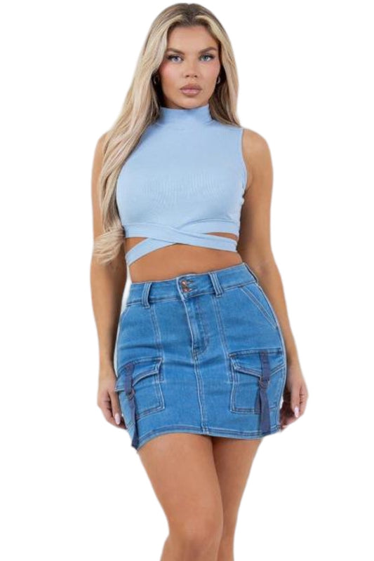 Cargo Denim Skirt