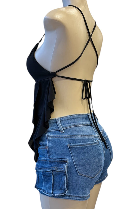 Cami Cropped Top with Lettuce Sides 