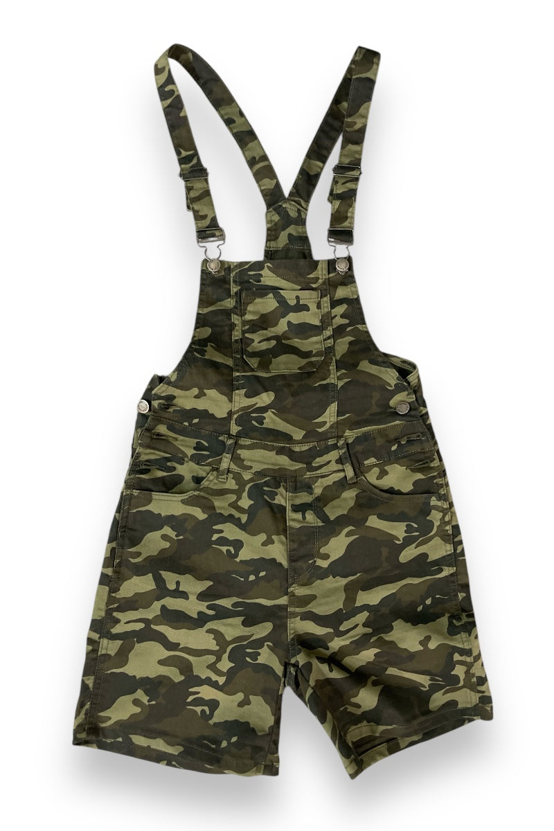 Camouflage Bib Overall Shorts