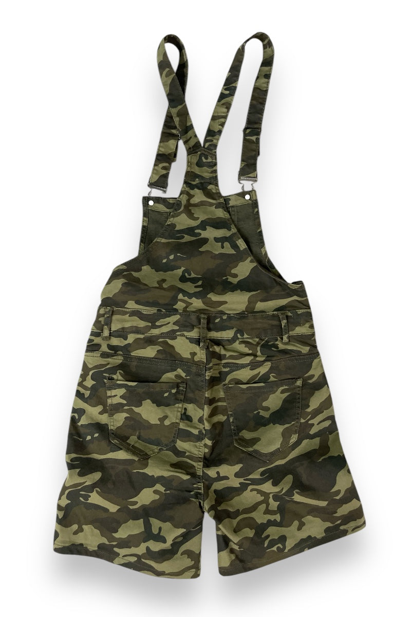 Camouflage Bib Overall Shorts