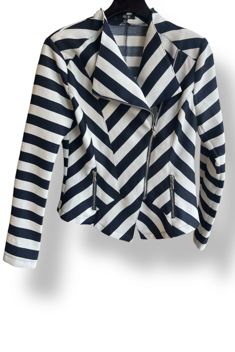 Chevron Striped Zipper Jacket