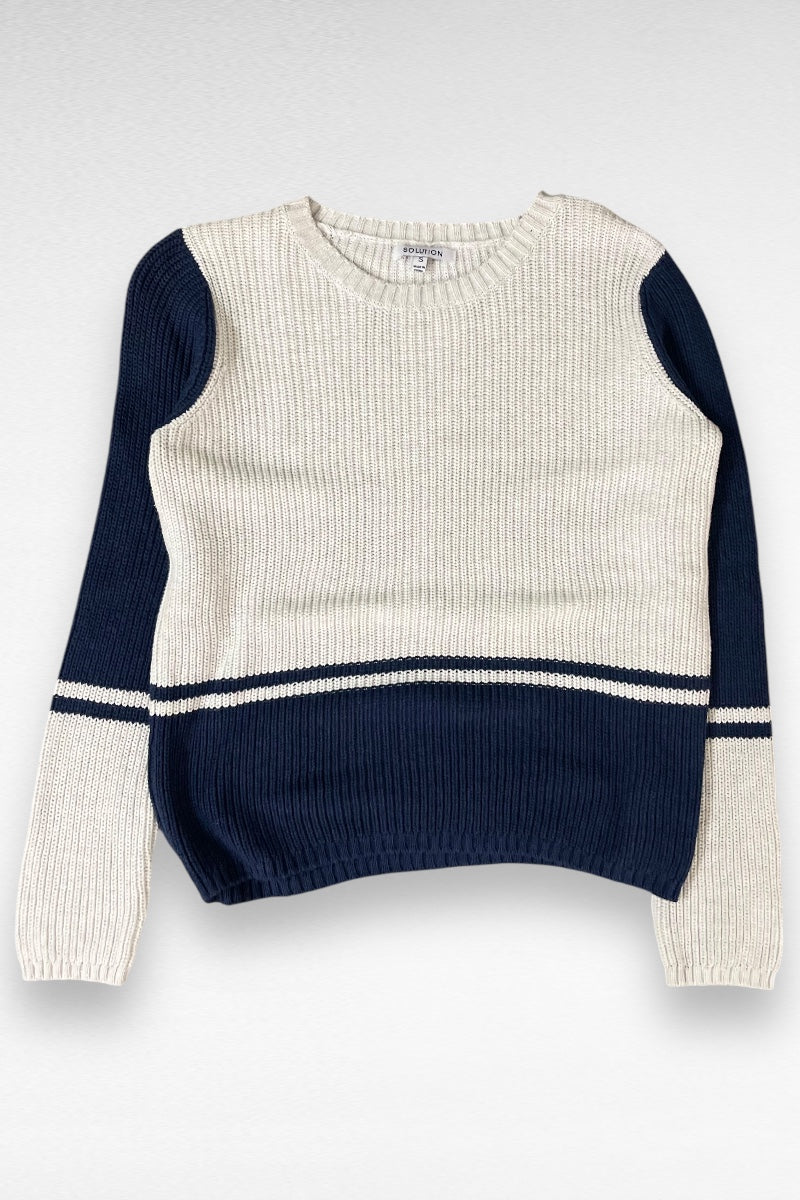Color Block Boyfriend Pullover Sweater
