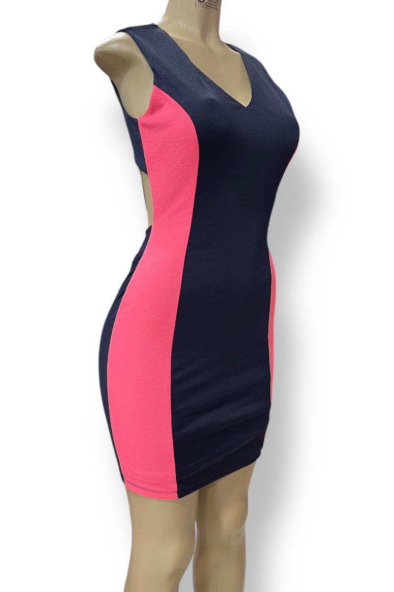 Color Block Criss Cross Chain Dress